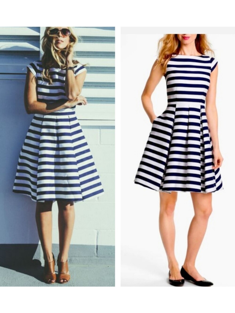 Kate Spade Mariella Flare Dress Size 14 blue white stripe